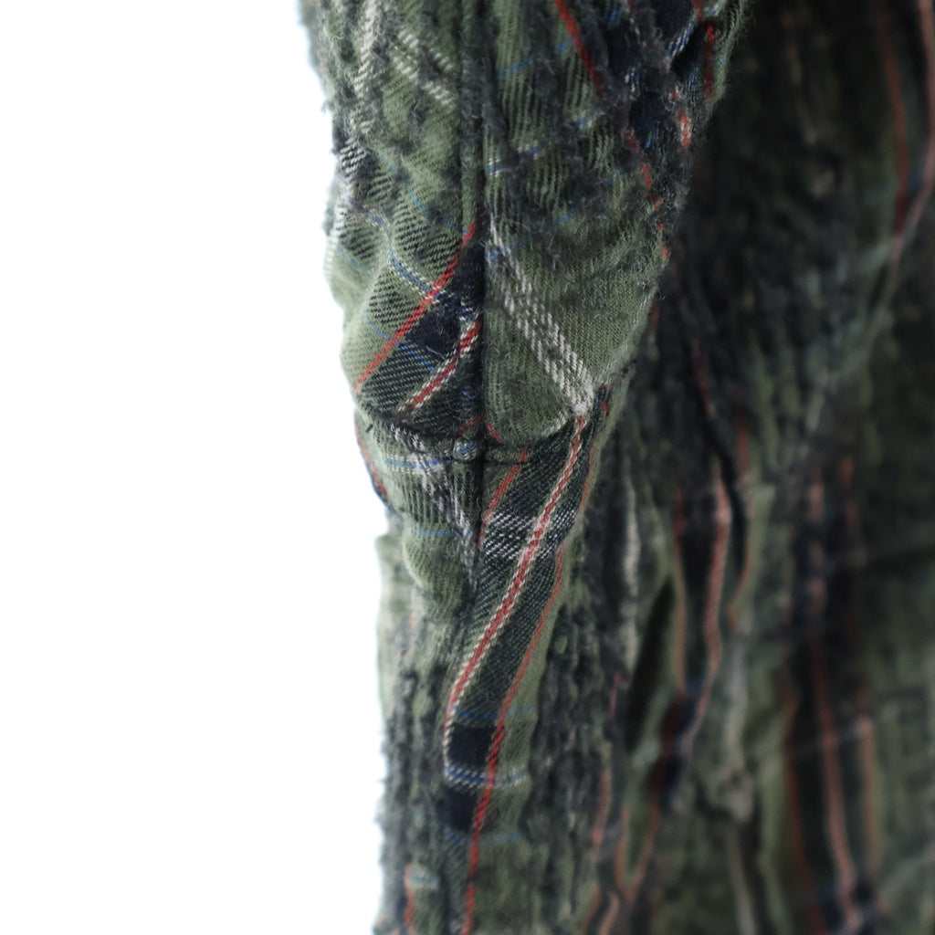 A.F ARTEFACT(エーエフアーティファクト) 25AW NEEDLE PUNCH PLAID FABRIC ZIPPER ニードルパンチ プレイド ファブリック コットン チェック柄 ジップアップフーディ グリーン