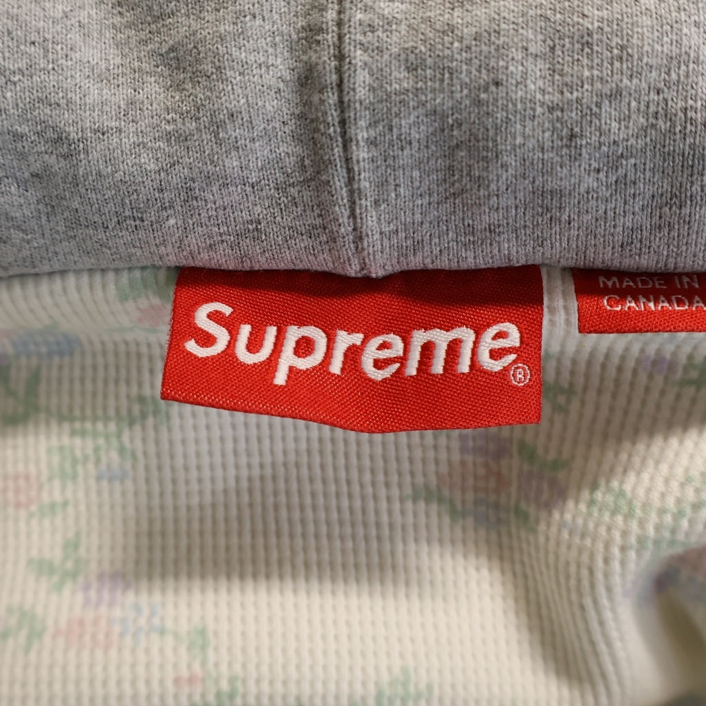 SUPREME(シュプリーム) 16AW Small Box Thermal Zip Up Sweat スモールボックスロゴ 裏地花柄サーマル ジップアップ フーデッド スウェットパーカー グレー