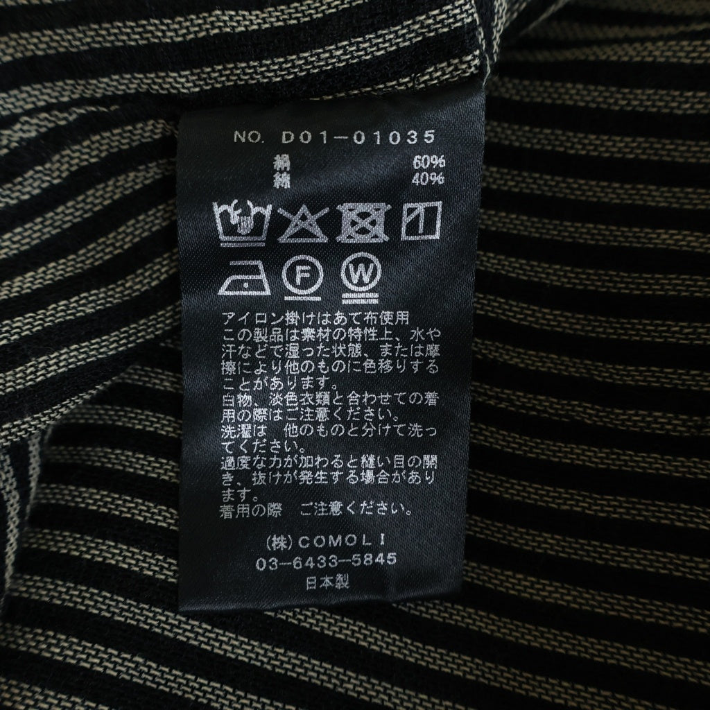COMOLI(コモリ) 26SS シルク ストライプ柄 テーラードジャケット グレー D01-01035