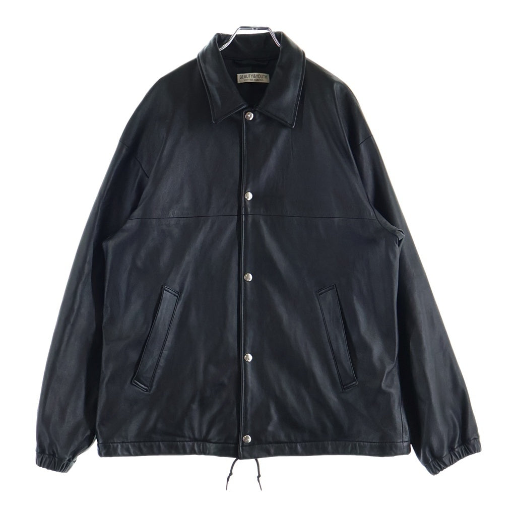 H BEAUTY&YOUTH(エイチ ビューティーアンドユース) ラムレザーコーチジャケット ブラック 1225-199-0017