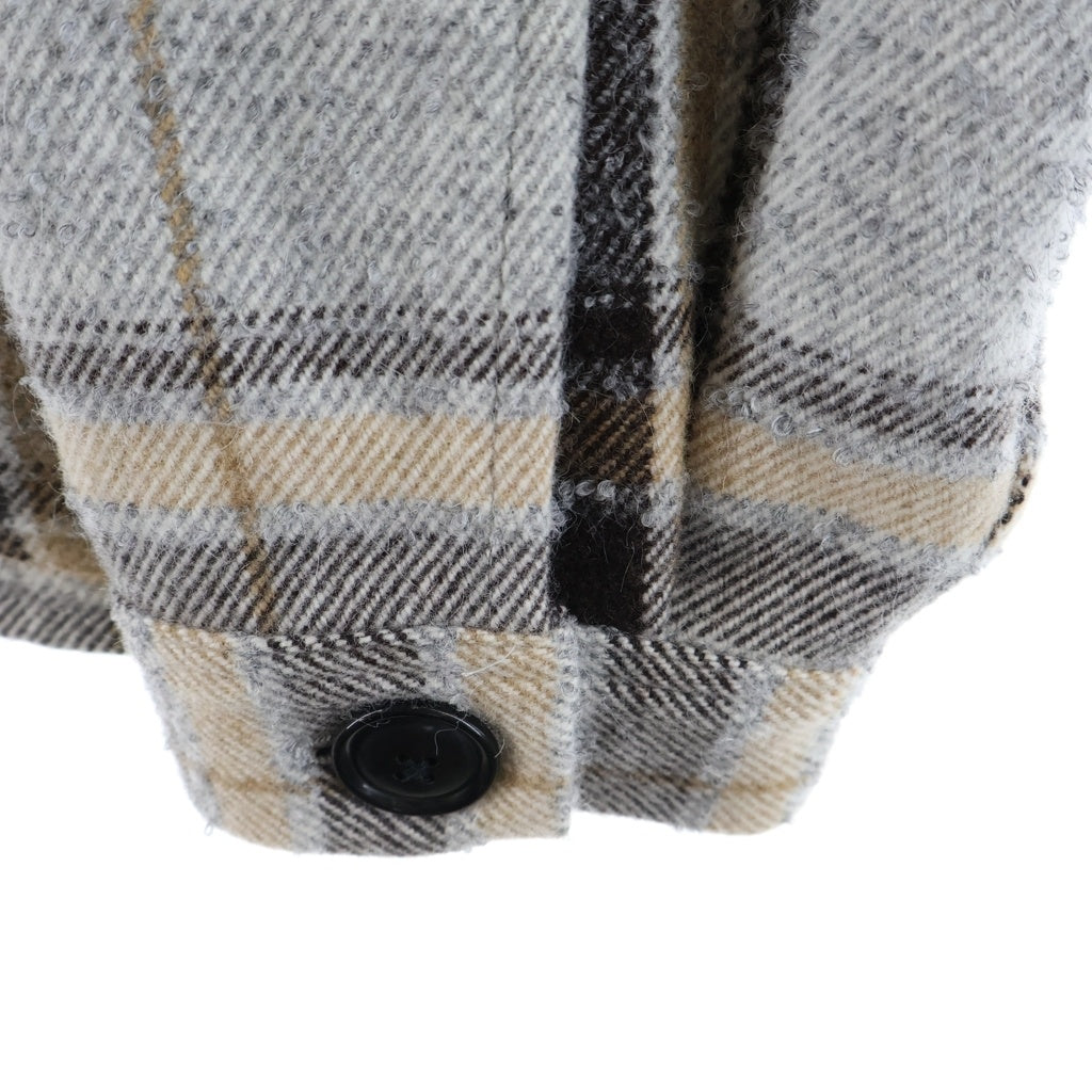 URU TOKYO(ウル トーキョー) 24AW WOOL ALPACA CHECK COVERALL JACKET ウール アルパカ カバーオール チェック柄 ジャケット グレー