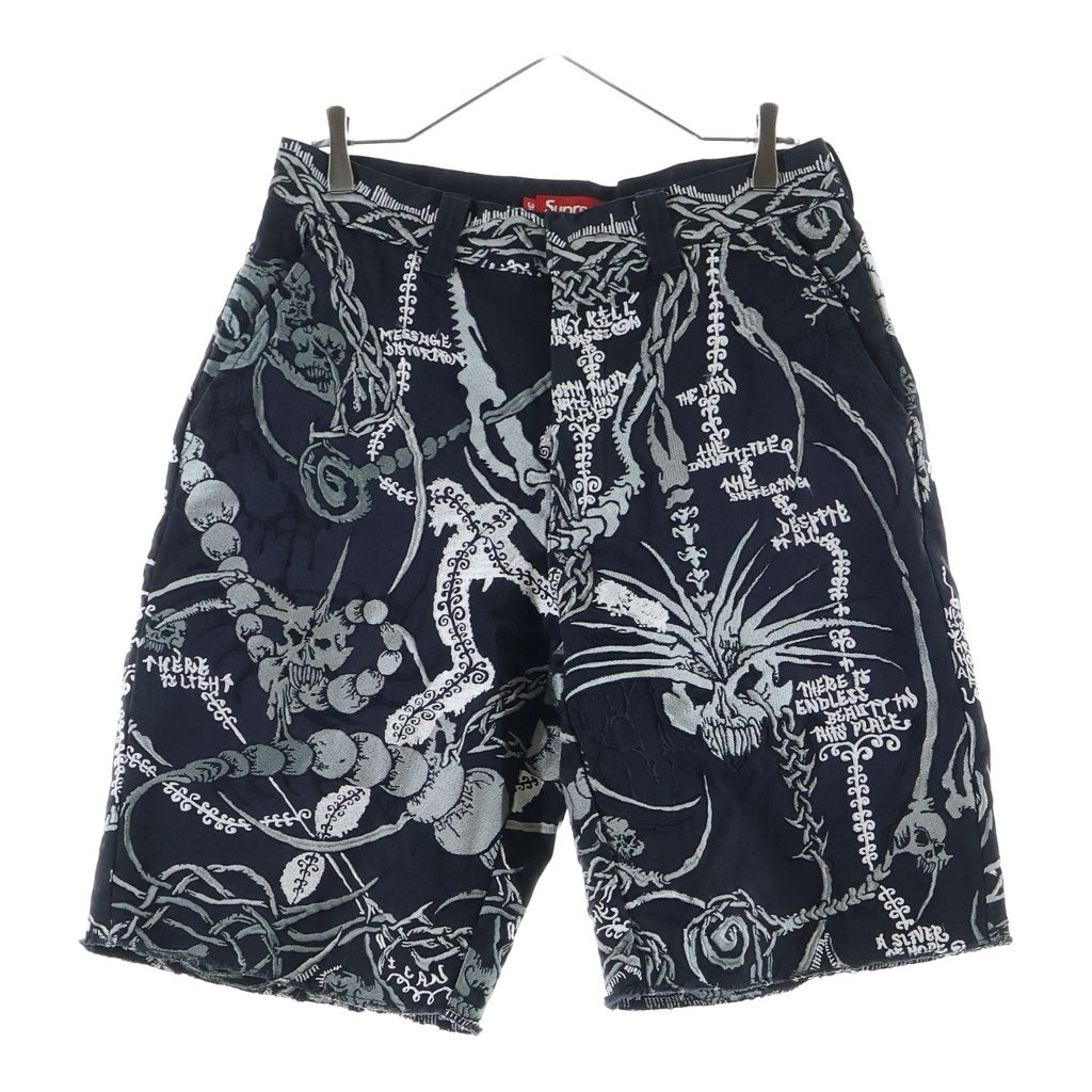 SUPREME(シュプリーム) 26SS Wombat Embroidered Work Short ウォンバット エンブロイダード ワーク ショーツ 総柄 ハーフパンツ ブラック