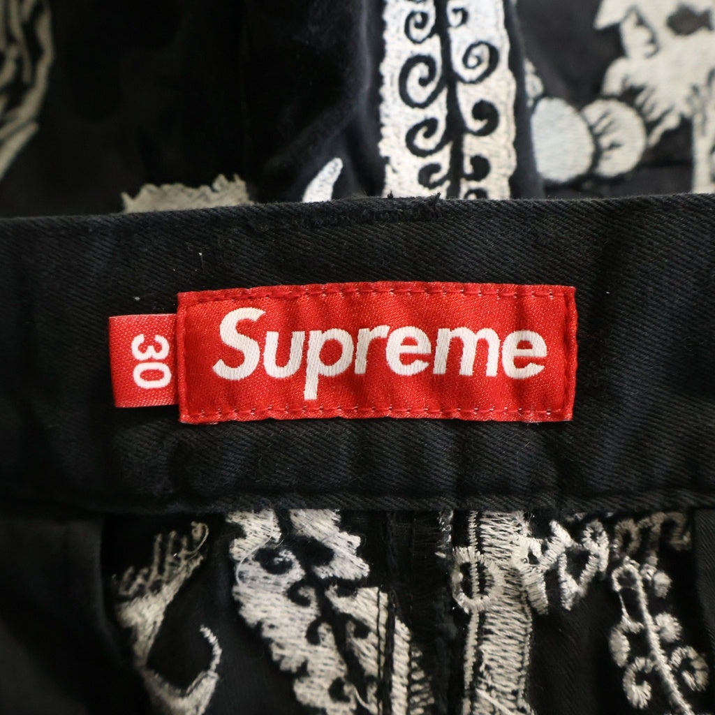 SUPREME(シュプリーム) 26SS Wombat Embroidered Work Short ウォンバット エンブロイダード ワーク ショーツ 総柄 ハーフパンツ ブラック