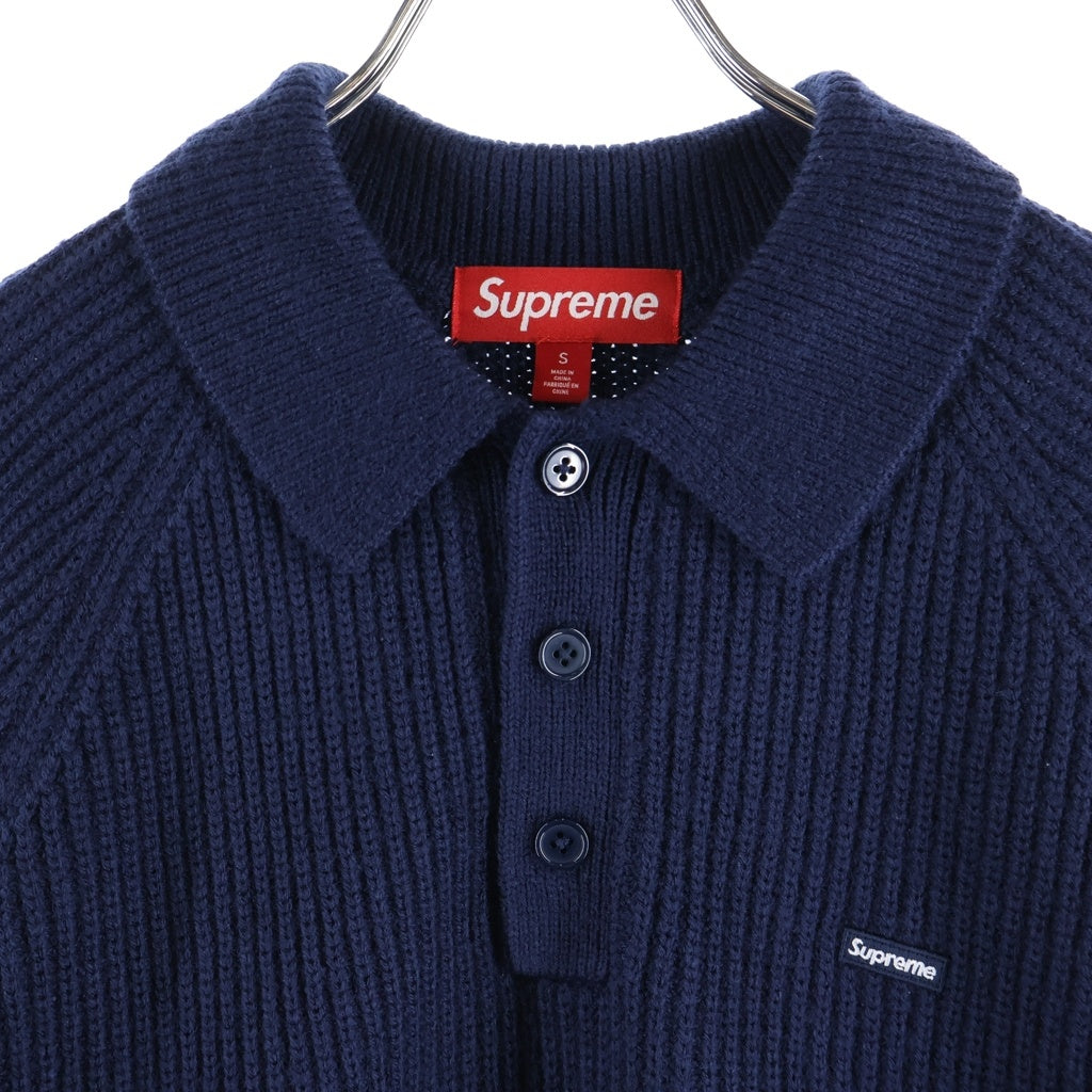 SUPREME(シュプリーム) 25AW Small Box Polo Sweater スモール ボックスロゴ ポロ ニット 長袖 セーター ネイビー