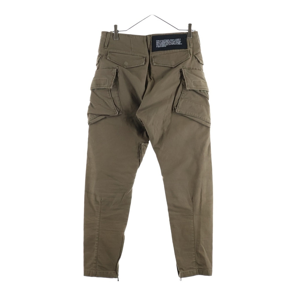 JULIUS(ユリウス) 18-19AW COTTON STRETCH BACK SATIN バックサテン ストレッチ マルチポケット ガスマスク カーゴパンツ カーキ 637PAM9