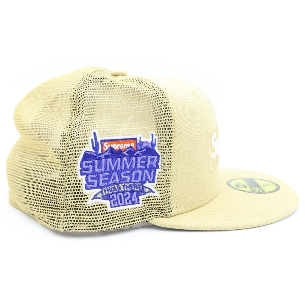 SUPREME(シュプリーム) 24SS ×NEW ERA Box Logo Mesh Back Cap ニューエラ ボックスロゴ 6パネル メッシュ ベースボールキャップ ベージュ