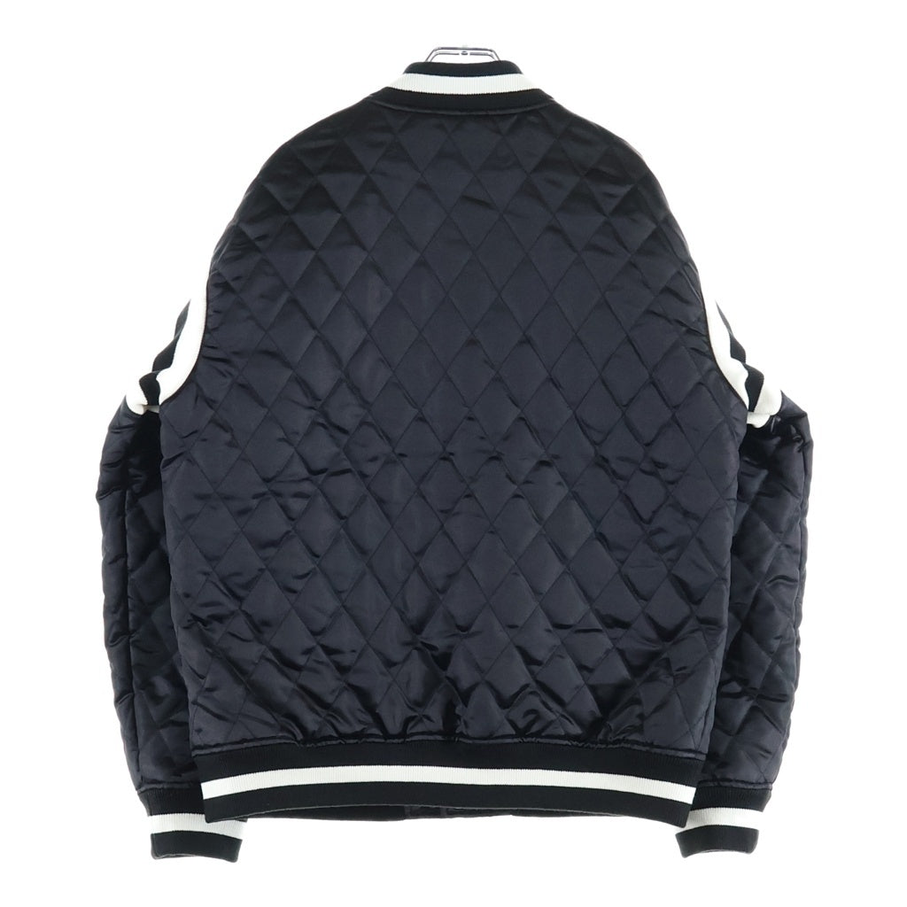 SUPREME(シュプリーム) 17SS Quilted Satin Varsity Jacket アーチロゴ キルティング サテン バーシティジャケット ブラック