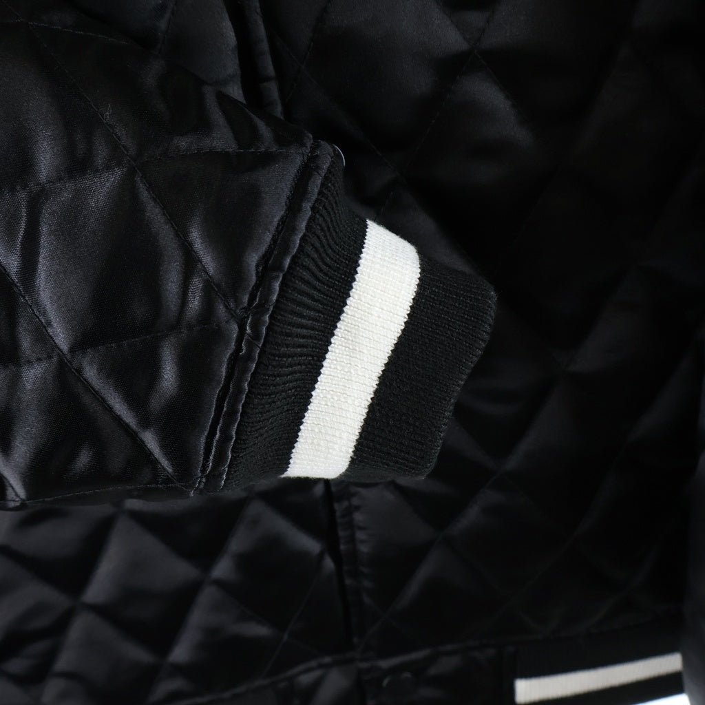 SUPREME(シュプリーム) 17SS Quilted Satin Varsity Jacket アーチロゴ キルティング サテン バーシティジャケット ブラック