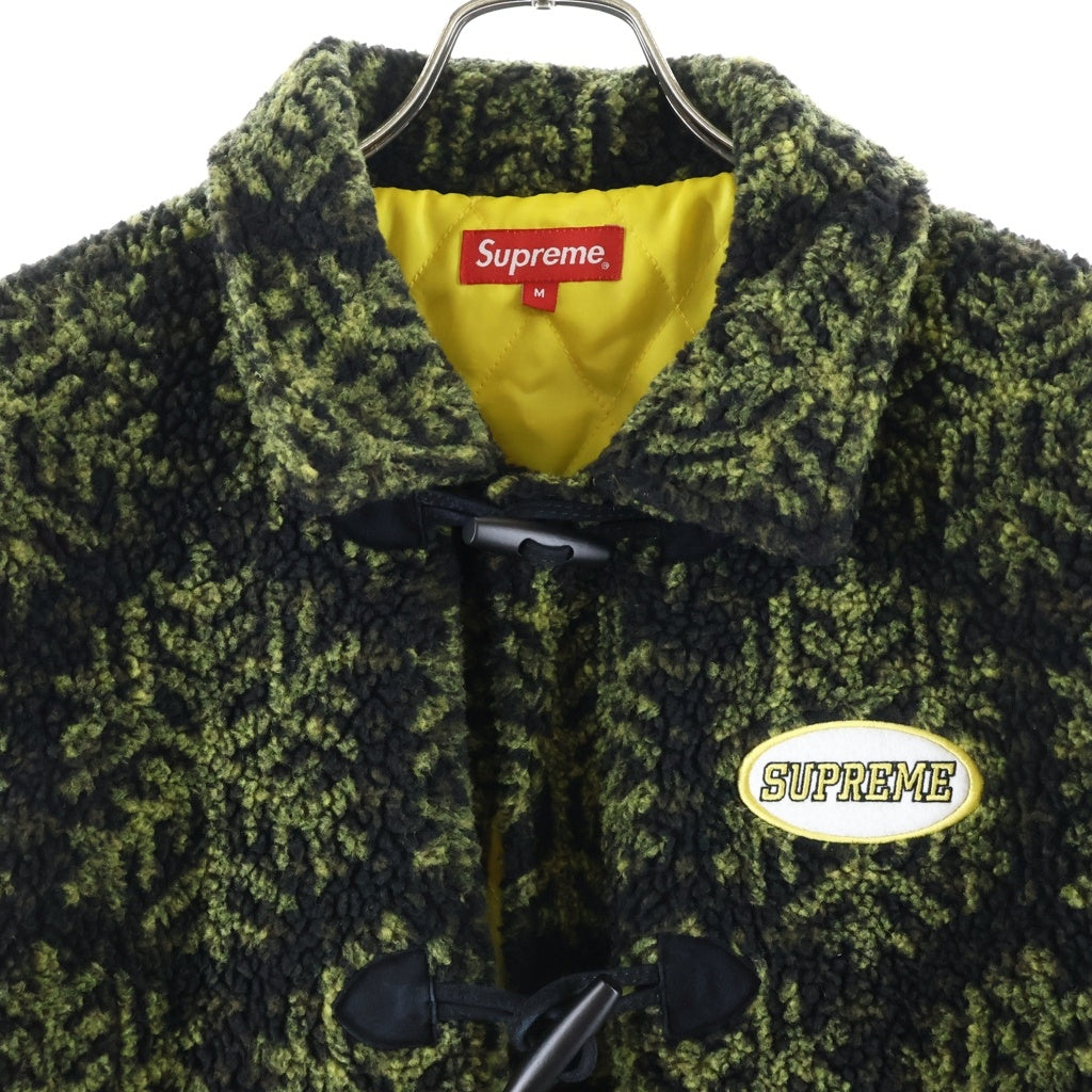SUPREME(シュプリーム) 18AW Snowflake Toggle Fleece Jacket スノーフレークトグルフリースジャケット ボア アーガイル総柄フリースハーフコート ブラック/イエロー