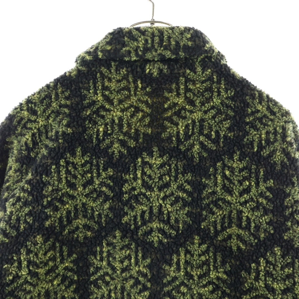SUPREME(シュプリーム) 18AW Snowflake Toggle Fleece Jacket スノーフレークトグルフリースジャケット ボア アーガイル総柄フリースハーフコート ブラック/イエロー