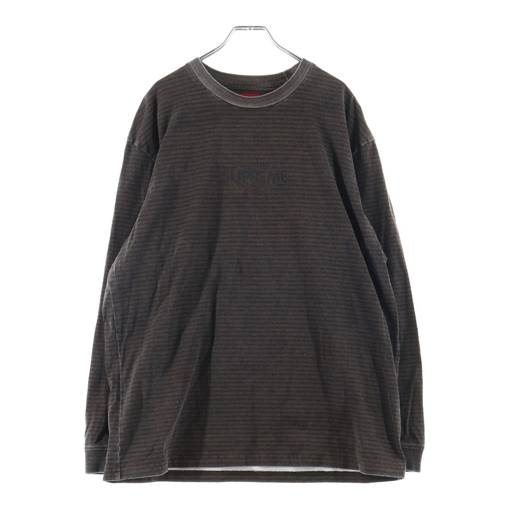 SUPREME(シュプリーム) 20AW Micro Stripe L/S Top マイクロ ストライプ クルーネック長袖Tシャツ カットソー ブラウン