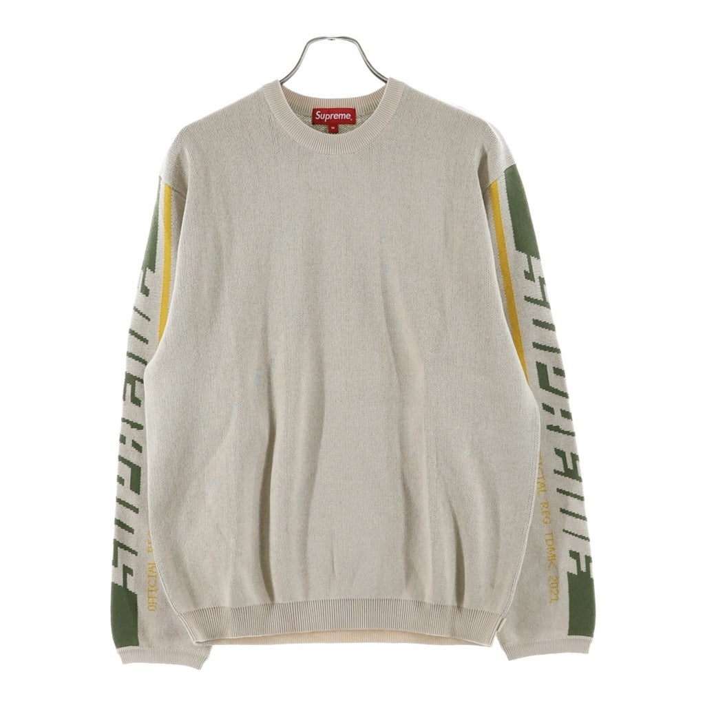 SUPREME(シュプリーム) 21AW Sleeve Stripe Sweater スリーブロゴ ストライプ クルーネックニットセーター ベージュ