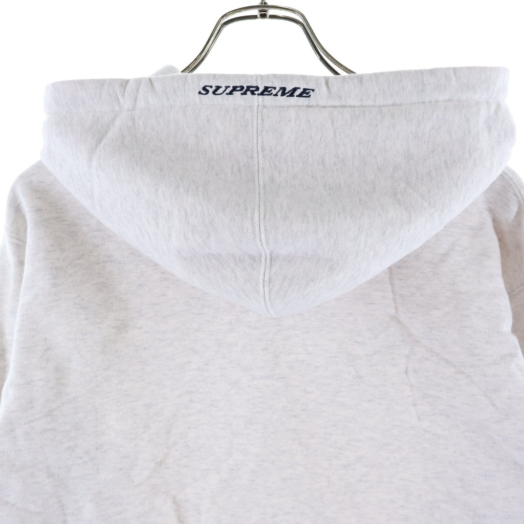 SUPREME(シュプリーム) 18AW Striped Rib Hooded Sweatshirt ストライプド リブロゴ プルオーバースウェットパーカー フーディー グレー