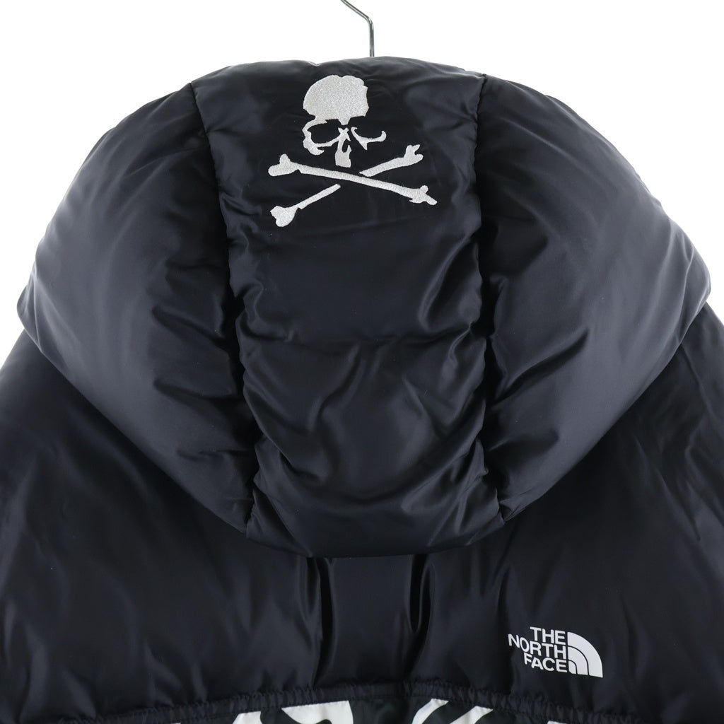 THE NORTH FACE(ザノースフェイス) 18AW ×MASTERMIND WORLD NUPTSE PUFFER JACKET マスターマインド ワールド ヌプシ ロゴ プリント パファー ダウンジャケット ブラック NF0A3V8F