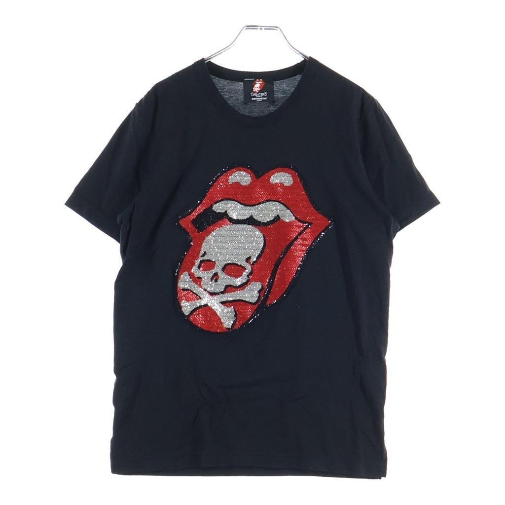 mastermind JAPAN(マスターマインドジャパン) ×ローリングストーンズ シアターエイト スパンコール ロゴ エンブロイダリー 半袖Tシャツ 8MR-TS01-C