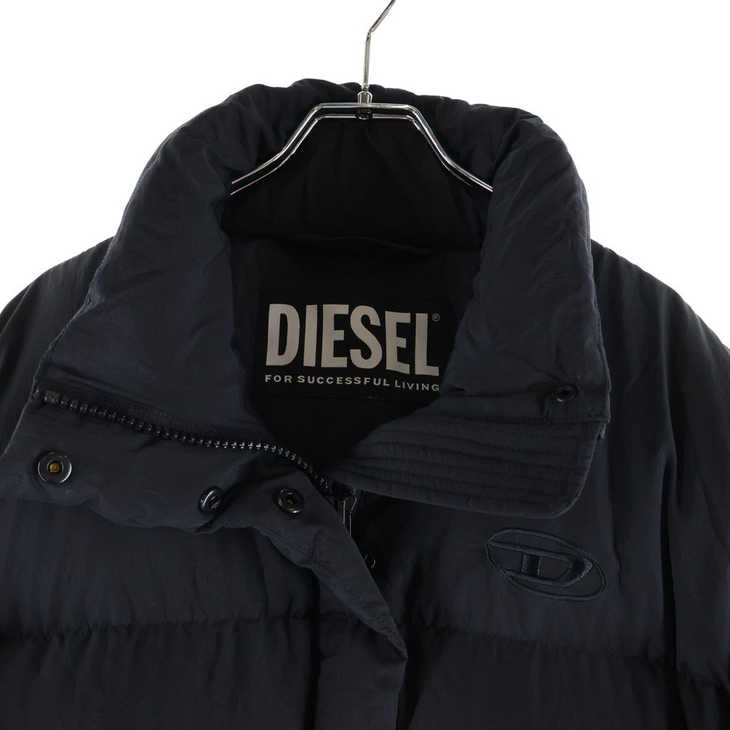 DIESEL(ディーゼル) W-PEYTON ダブルペイトン ロゴエンブロイダリー スタンドカラー ジップアップダウンコート レディース ブラック A06526
