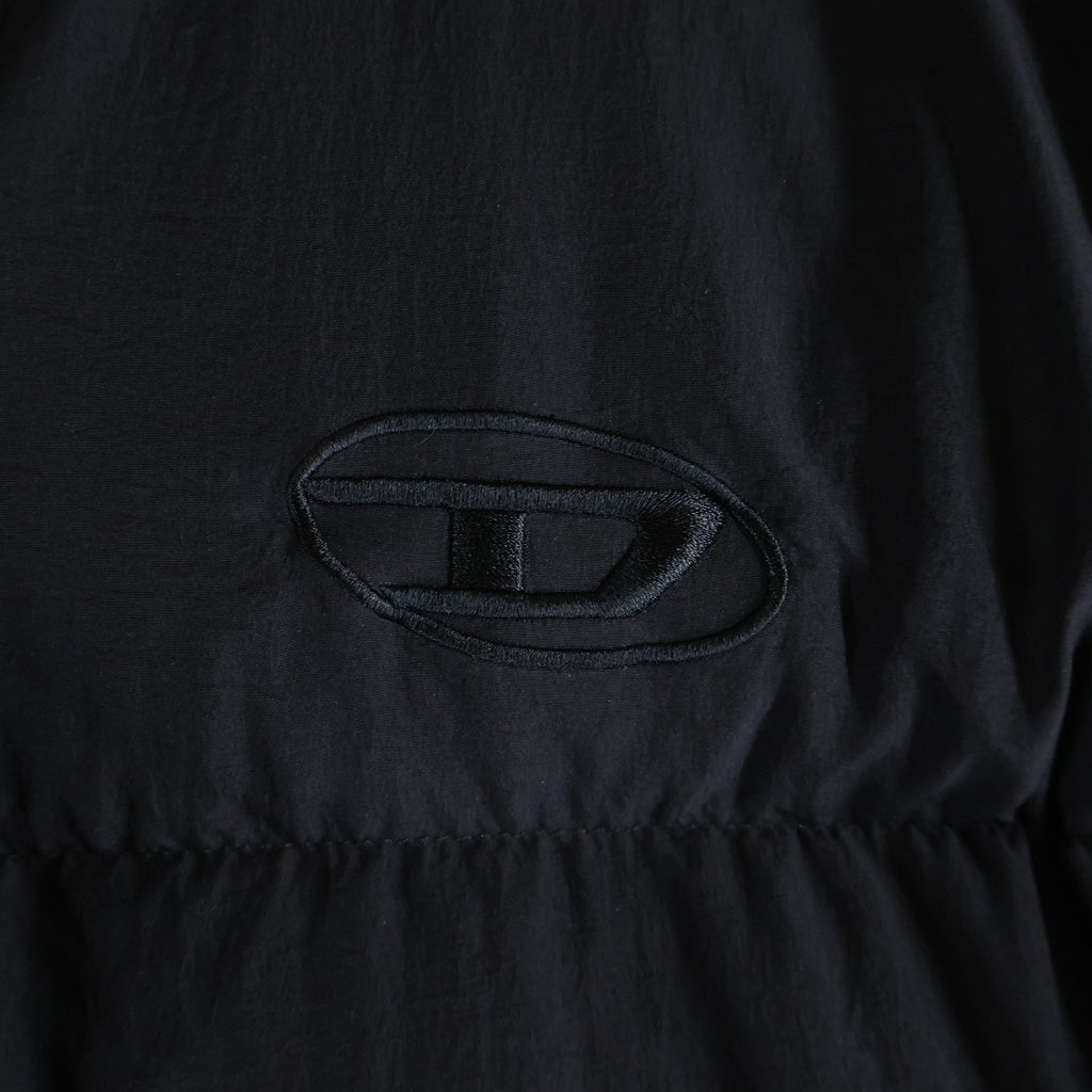 DIESEL(ディーゼル) W-PEYTON ダブルペイトン ロゴエンブロイダリー スタンドカラー ジップアップダウンコート レディース ブラック A06526