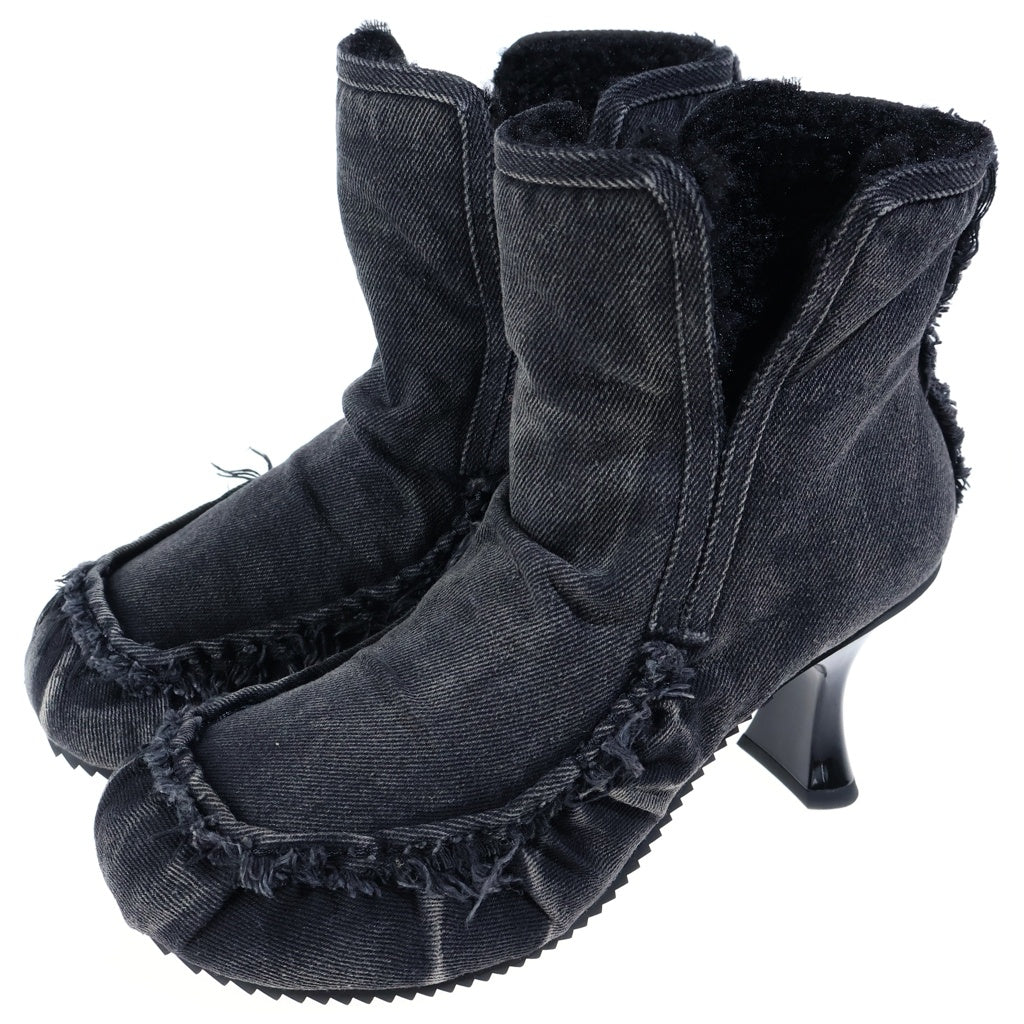 DIESEL(ディーゼル) D-WOODSTOCK HEEL AB ディーウッドストック デニムヒールアンクルブーツ レディース ブラック US8.5/25.5cm Y03696