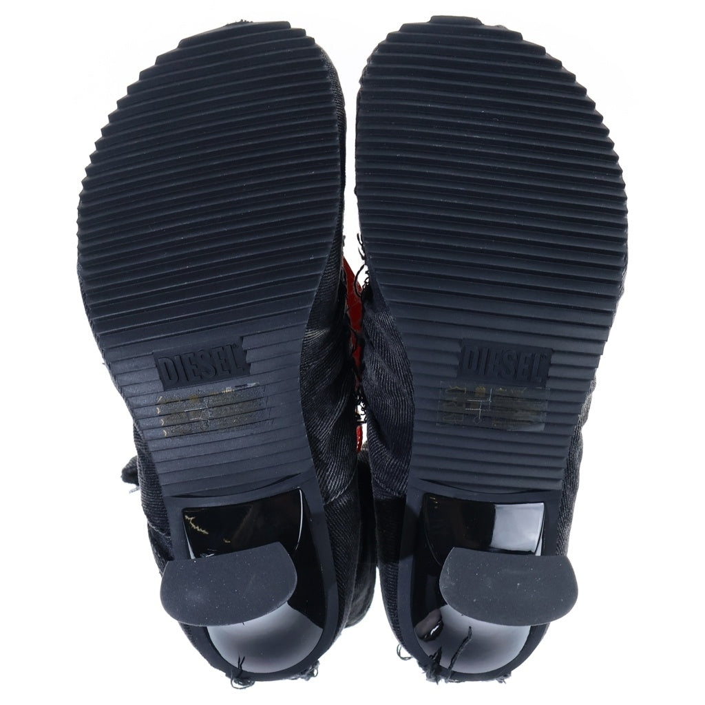 DIESEL(ディーゼル) D-WOODSTOCK HEEL AB ディーウッドストック デニムヒールアンクルブーツ レディース ブラック US8.5/25.5cm Y03696