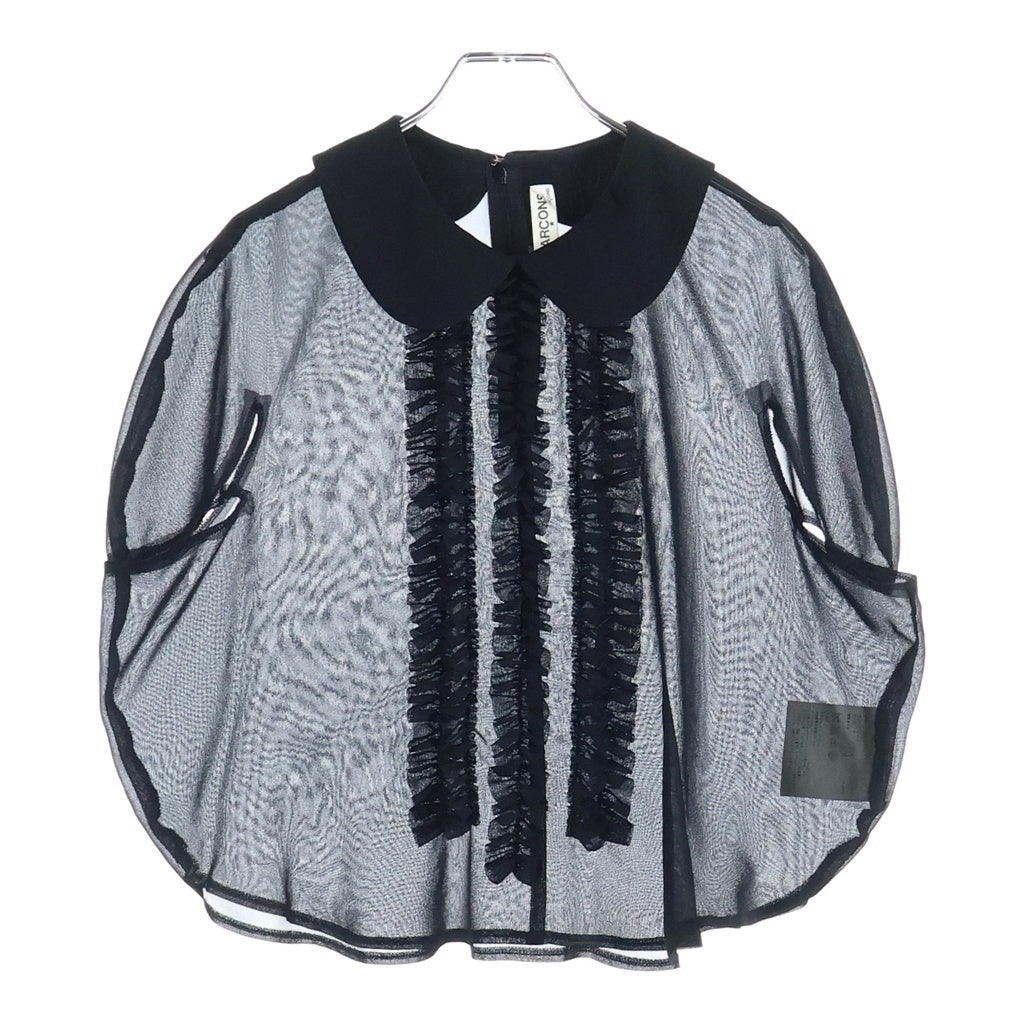 COMME des GARCONS(コムデギャルソン) 09SS AD2008 フリルデザイン ラウンドカラー ショートスリーブ ブラウス レディース ブラック GC-B015