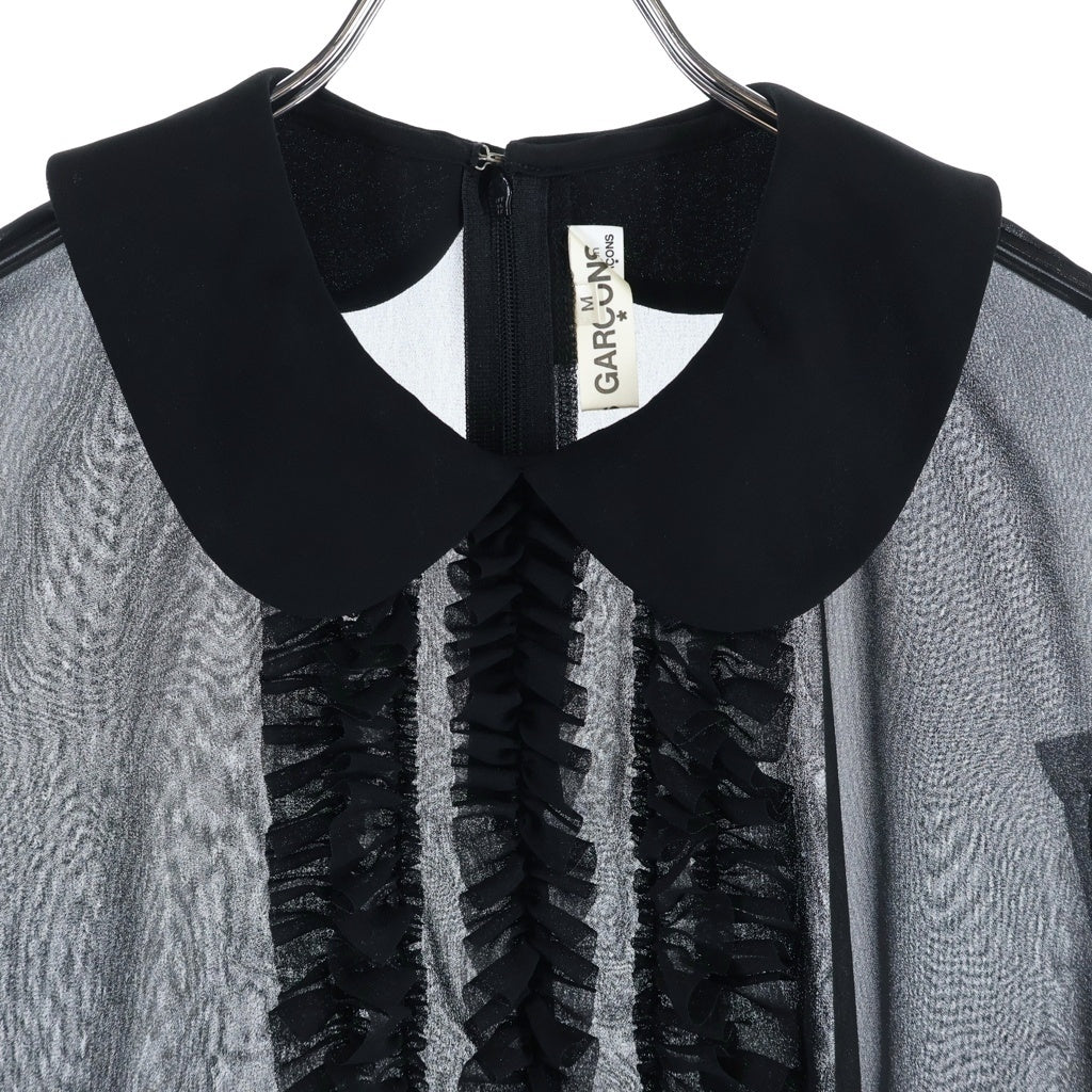 COMME des GARCONS(コムデギャルソン) 09SS AD2008 フリルデザイン ラウンドカラー ショートスリーブ ブラウス レディース ブラック GC-B015