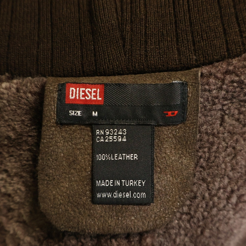 DIESEL(ディーゼル) センタージップボアフード パッチワーク スエードレザージャケット ブラウン