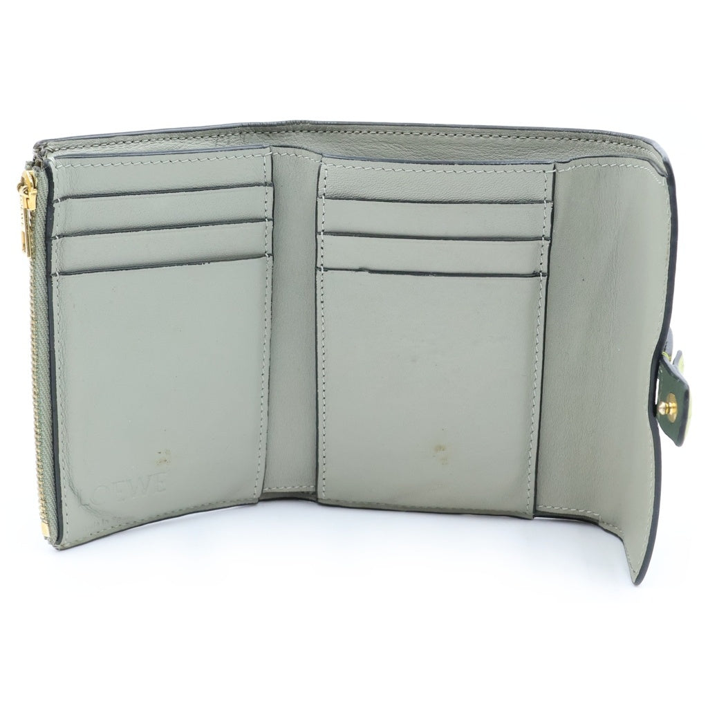 LOEWE(ロエベ) アナグラム スモール バーティカル コンパクトウォレット 三つ折り財布 カーキ C660S86X01