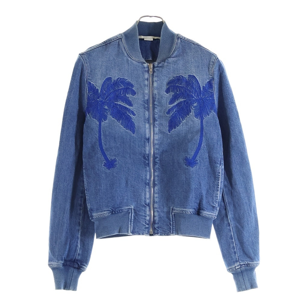 STELLA McCARTNEY(ステラマッカートニー) イタリア製 フロントエンブロイダリー ジップアップ デニムジャケット ブルゾン レディース インディゴ