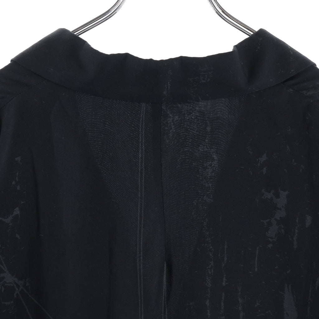 Y's(ワイズ) DUNGAREE LIGHT TWILL BIG JACKET バックプリント アシンメトリーデザイン キュプラ オーバーサイズ 2Bジャケット ブラック レディース YK-J12-217