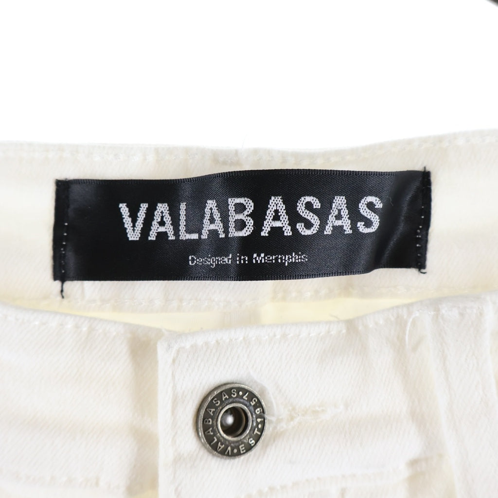 VALABASAS(ヴァラバサス) 切替デザイン フレアデニムパンツ ボタンフライジーンズ ホワイト