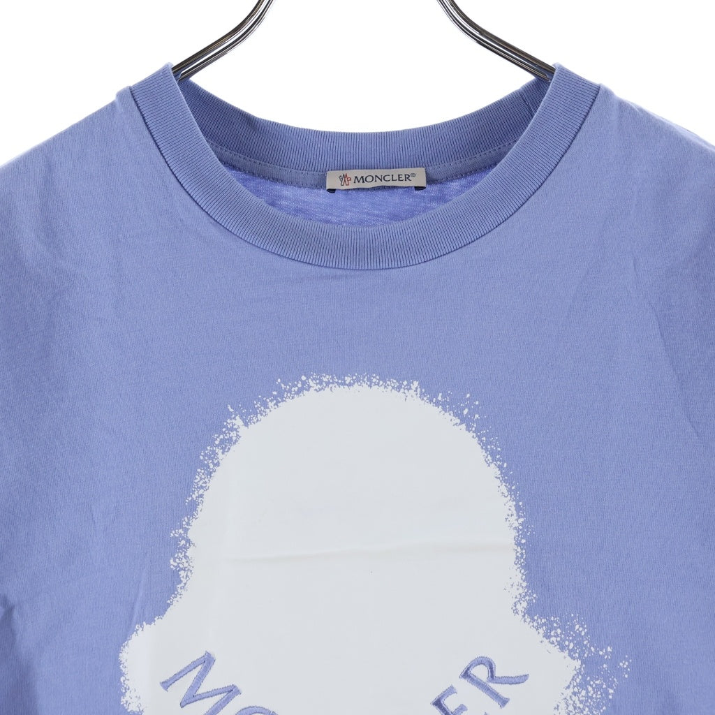 MONCLER(モンクレール) 22SS コットン フロントロゴプリントTシャツ 半袖クルーネックカットソー ブルー H10938C00014