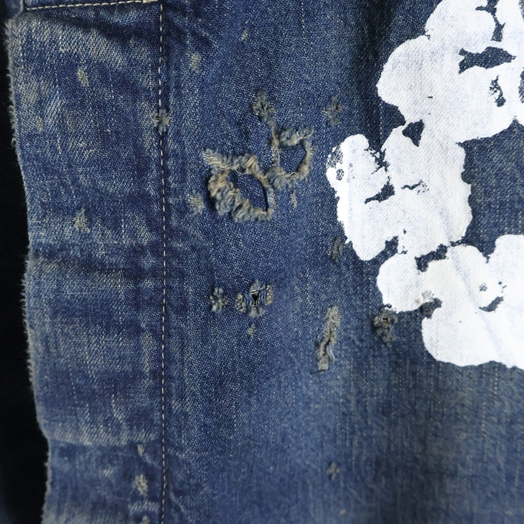 SAINT MICHAEL(セントマイケル) 24AW ×DENIM TEARS DT OVER ALL デニムティアーズ フラワープリント デニムオーバーオール インディゴ SM-YS1-0000-C52