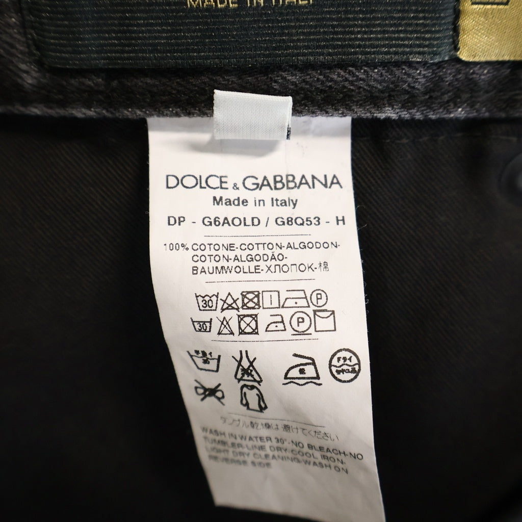 DOLCE & GABBANA(ドルチェアンドガッバーナ) 14 GOLD 14ゴールド ツートン サイドライン ボタンフライ テーパードデニムパンツ ジーンズ ブラック DP-G6AOLD/G8Q53-H