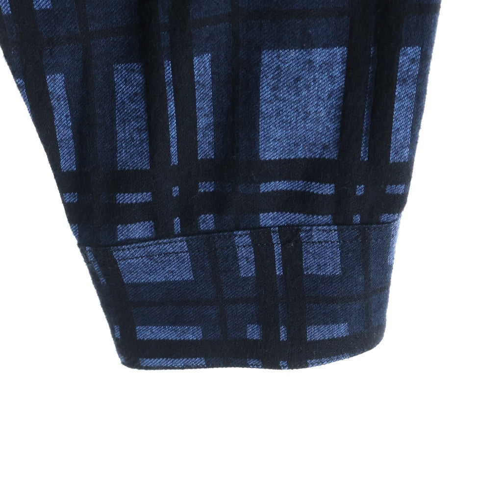 OFF-WHITE(オフホワイト) 20SS チェック総柄 ロゴラバープリント マルチポケットフランネル長袖シャツ ブラック/ブルー OMGA114S20H93020