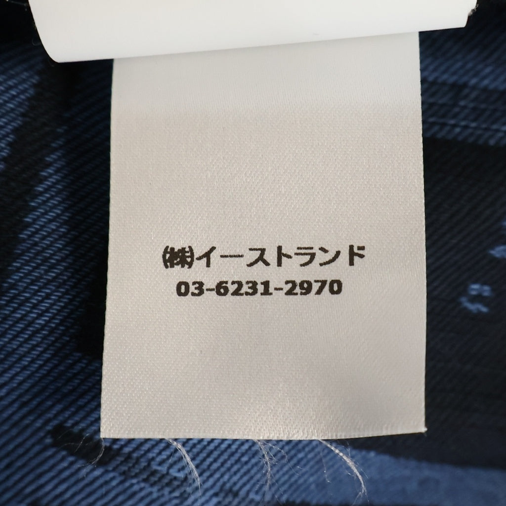 OFF-WHITE(オフホワイト) 20SS チェック総柄 ロゴラバープリント マルチポケットフランネル長袖シャツ ブラック/ブルー OMGA114S20H93020