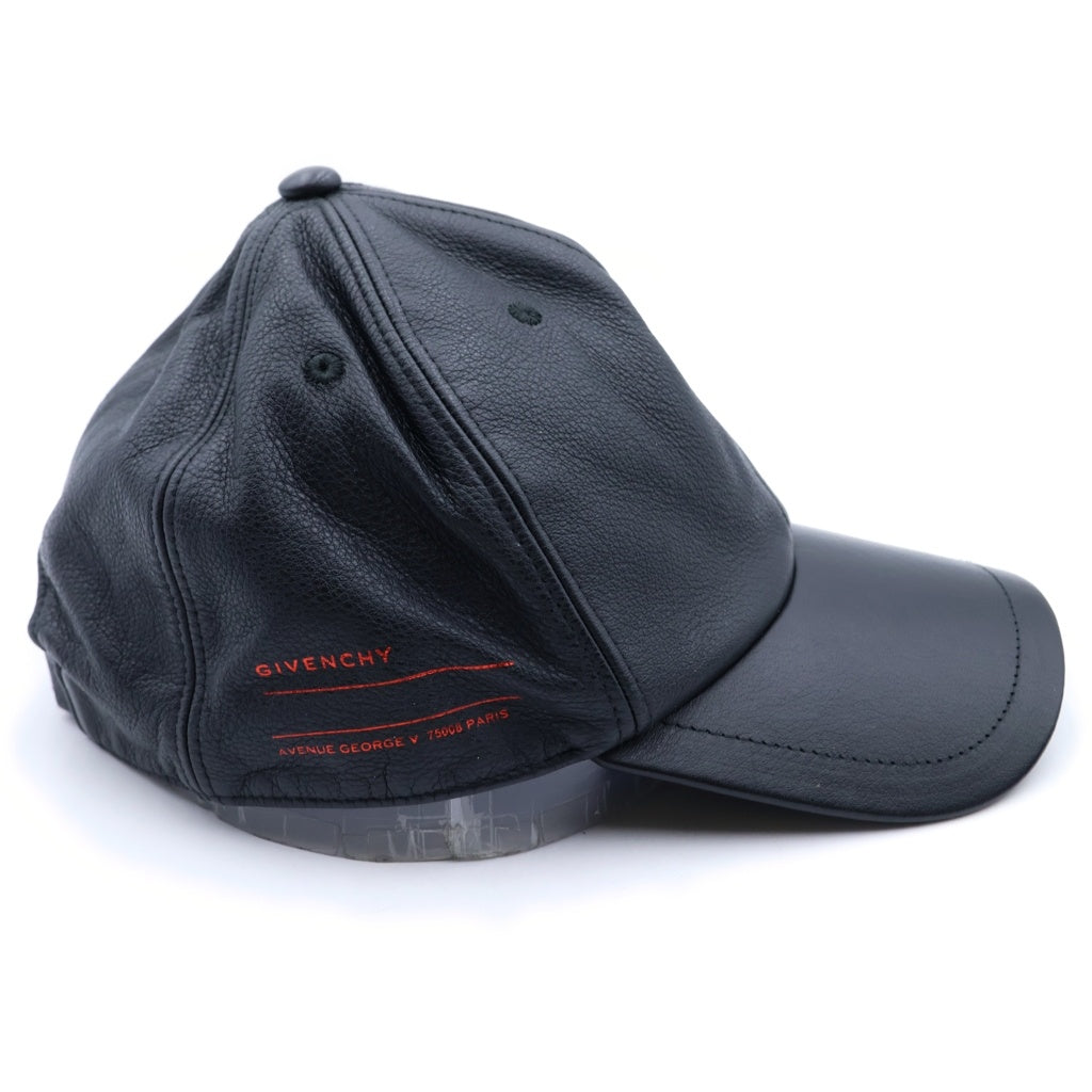 GIVENCHY(ジバンシィ) ナッパレザー ロゴエンボス ベースボールキャップ 帽子 ブラック