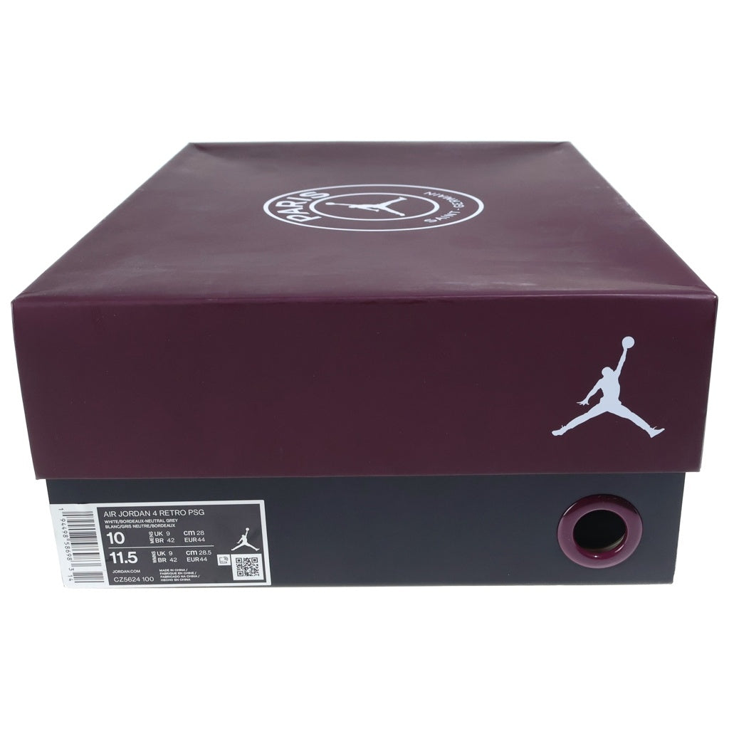 NIKE(ナイキ) ×Paris Saint-Germain AIR JORDAN 4 RETRO PSG パリサンジェルマン エアジョーダン ハイカットスニーカー ホワイト/パープル US10/28cm CZ5624-100