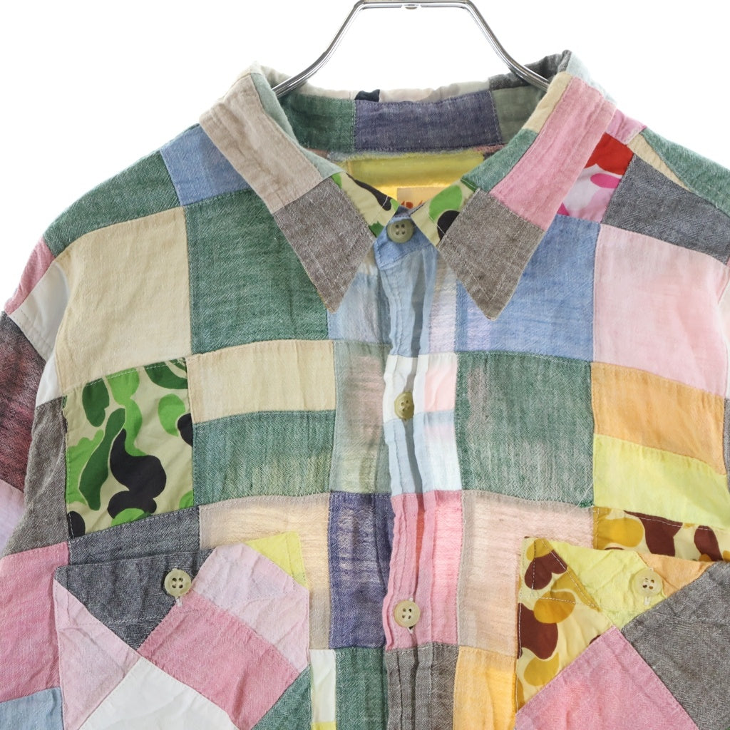 A BATHING APE(アベイシングエイプ) カモ柄パッチワーク フロントポケット 長袖シャツ マルチカラー