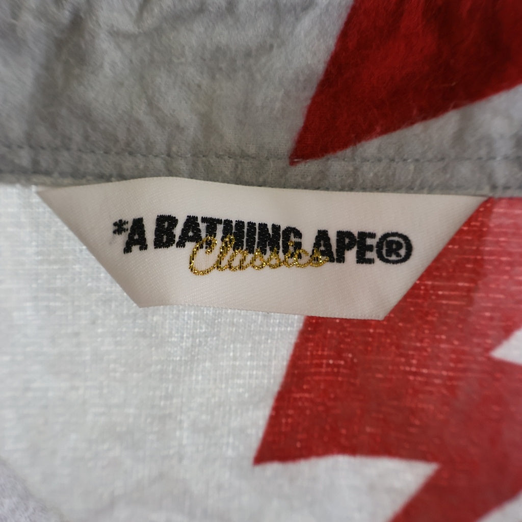A BATHING APE(アベイシングエイプ) スター総柄 シャモアクロス 長袖シャツ ブルー/レッド