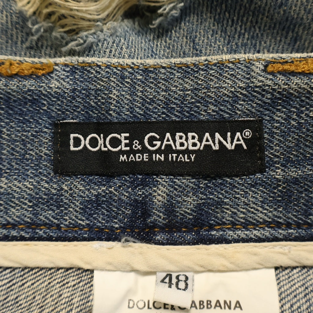 DOLCE & GABBANA(ドルチェアンドガッバーナ) ×DISNEY MICKEY MOUSE ディズニー ミッキーマウス クラッシュダメージ加工 デニムパンツ ボタンフライジーンズ インディゴ ZDP68/818S