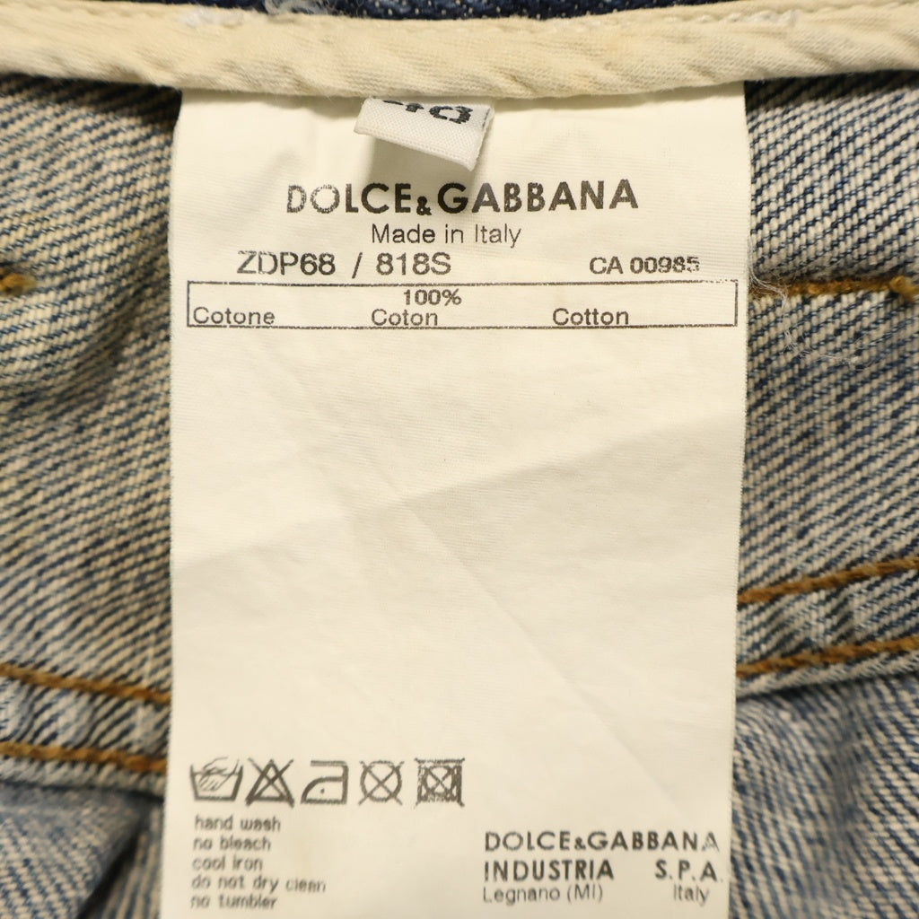 DOLCE & GABBANA(ドルチェアンドガッバーナ) ×DISNEY MICKEY MOUSE ディズニー ミッキーマウス クラッシュダメージ加工 デニムパンツ ボタンフライジーンズ インディゴ ZDP68/818S