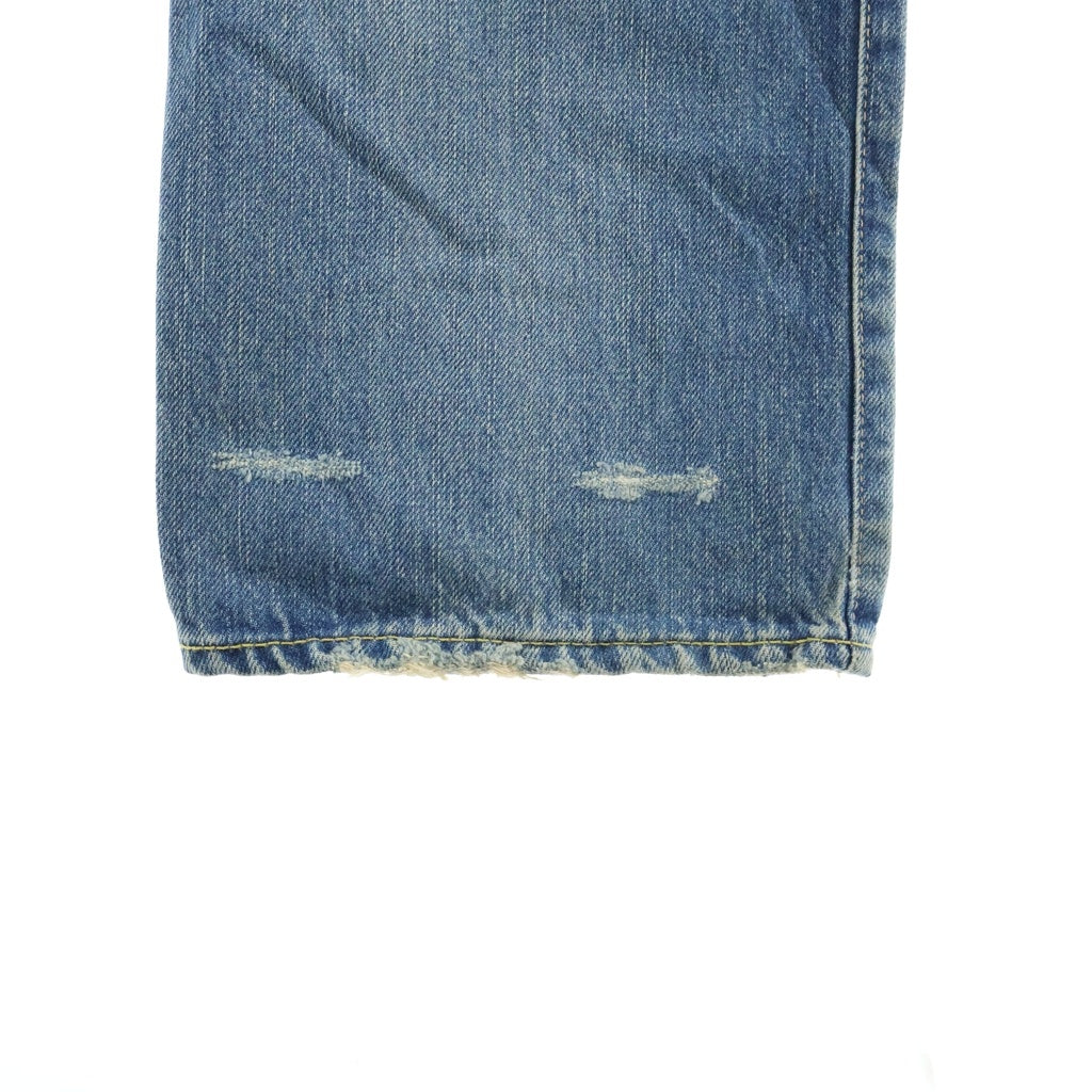 HYSTERIC GLAMOUR(ヒステリックグラマー) ピラミッドスタッズ ロゴステンシル ダメージ加工デニムパンツ ボタンフライジーンズ インディゴ 4AP-2114
