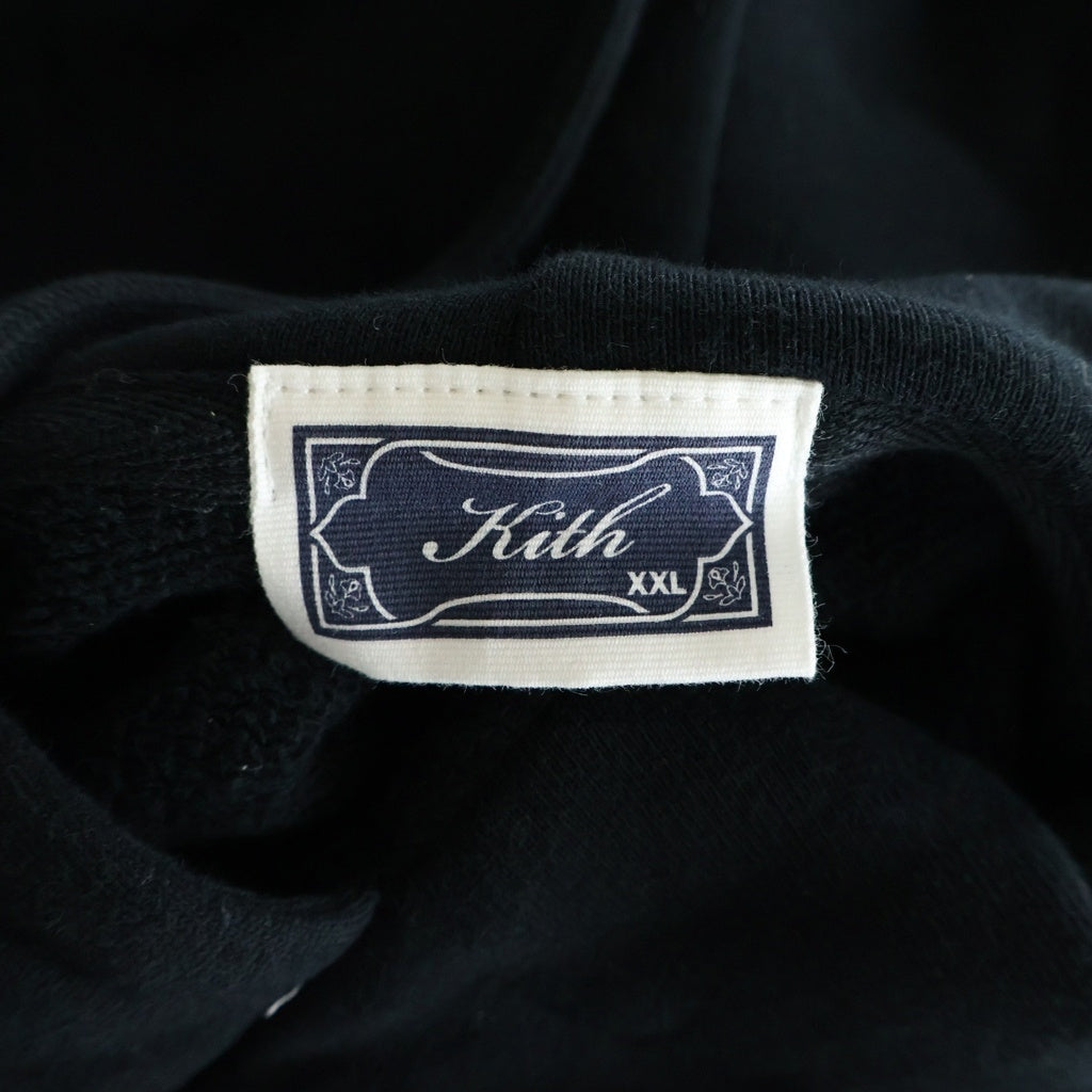 KITH(キス) 25AW BEADED ANGEL NELSON HOODIE ビーデッドエンジェル ネルソン ロゴエンブロイダリー プルオーバー フーデッド スウェットパーカー ブラック KHM033421