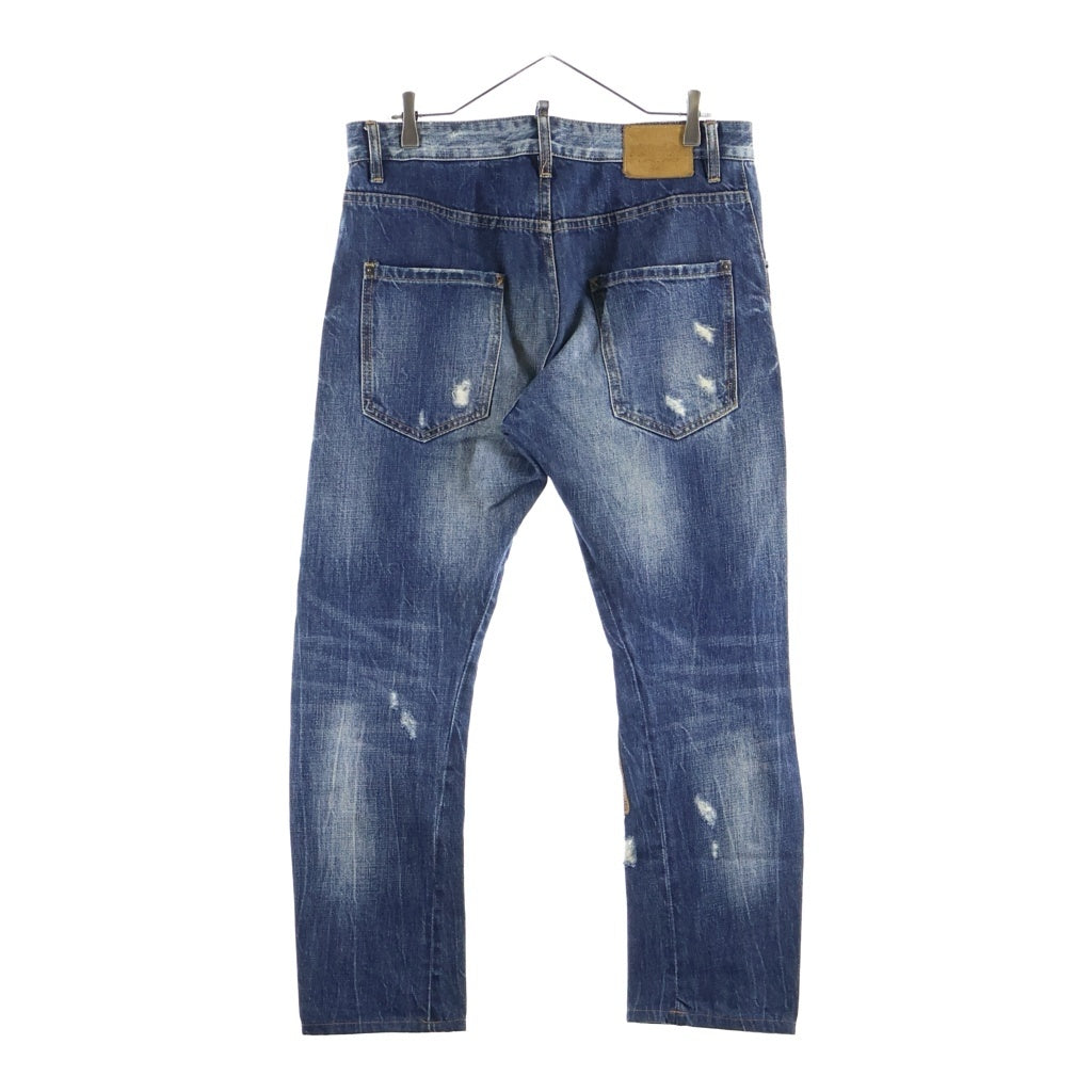 DSQUARED2(ディースクエアード) 12AW イタリア製 パッチワーク ボタンフライ デニム ストレートパンツ インディゴ S74LA0463 S30321