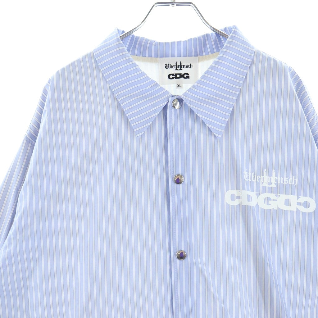 CDG(シーディージー) 25AW ×G-DRAGON Ubermensch CLASSIC COACH JACKET STRIPE クラシック ストライプ柄 コーチジャケット ライトブルー SP-J002 AD2025