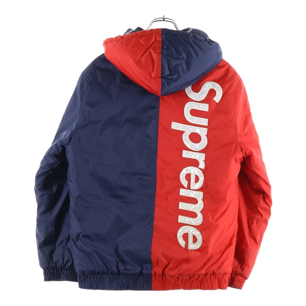 SUPREME(シュプリーム) 15AW 2-Tone Hooded Sideline Jacket ロゴプリント ツートン フーデッド サイドライン 中綿ジャケット レッド/ネイビー