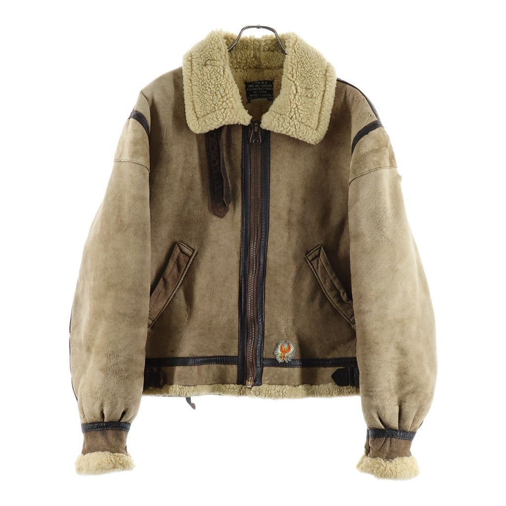 AVIREX(アヴィレックス) 80S-90S TYPE B-3 MOUTON JACKET USA製 ジップアップ ムートン フライトジャケット シープスキン ブラウン 33H5595