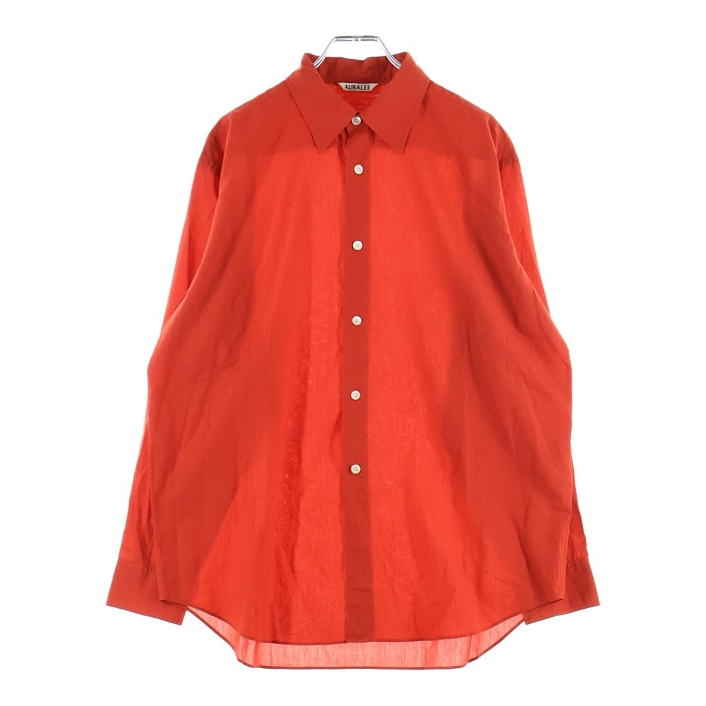 AURALEE(オーラリー) 26SS SUPER FINE COTTON LAWN SHIRT スーパーファインコットンローン 長袖ボタンシャツ レディース レッド A26SS03CL