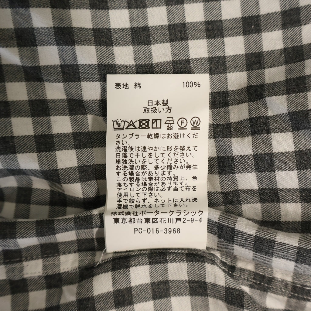 Porter Classic(ポータークラシック) 26SS ROLL UP HEATHER GINGHAM CHECK SHIRT ロールアップ ヘザー 長袖ギンガムチェックシャツ グレー PC-016-3968