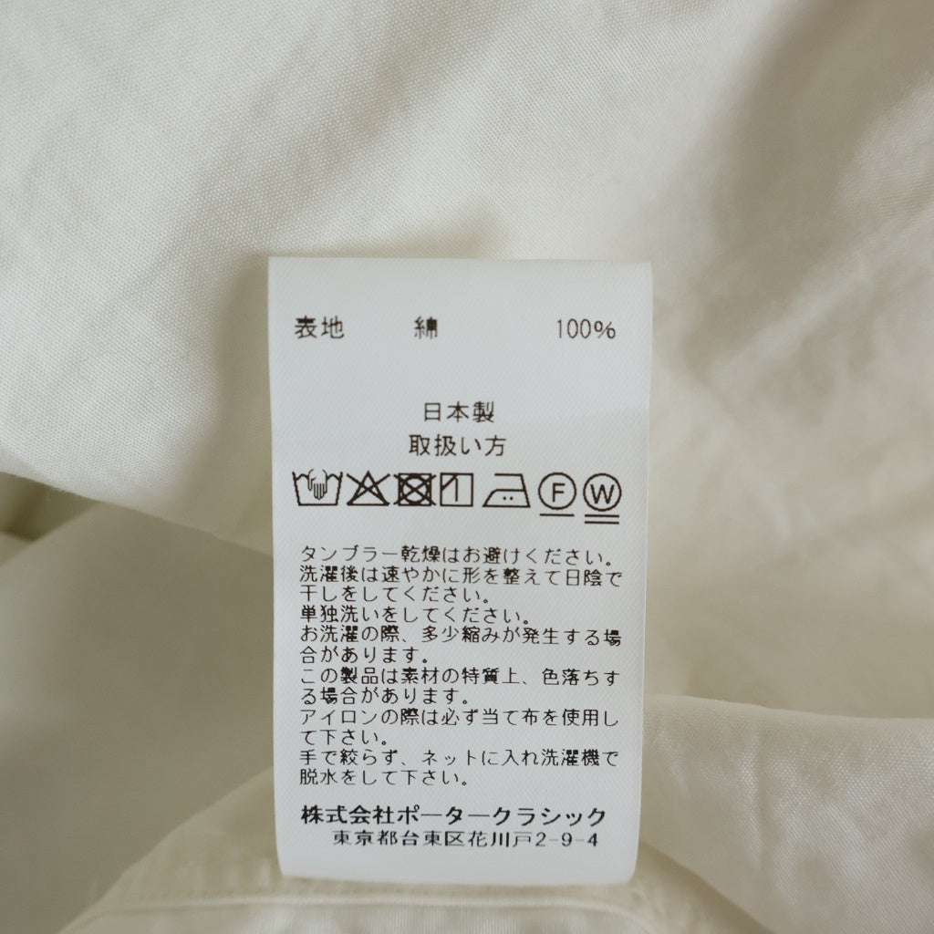 Porter Classic(ポータークラシック) 26SS ROLL UP COTTON SHIRT ロールアップ 長袖コットンボタンシャツ ホワイト PC-016-3365
